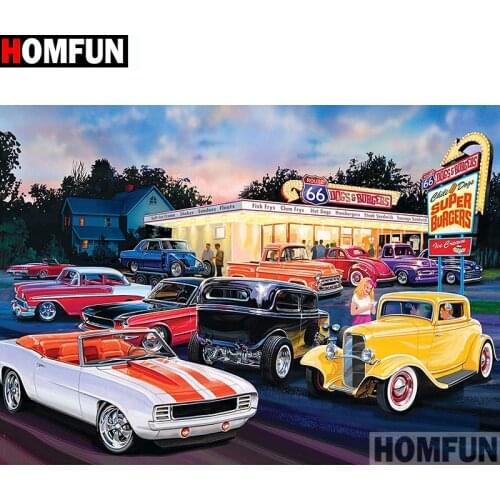 HOMFUN Full Square/Round Drill 5D DIY Diamond Painting "Car scenery" 3D Embroidery Cross Stitch 5D Home Decor A13051