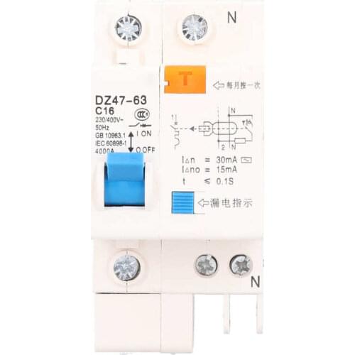 AC 220V 1P16 Residual Current Circuit Breaker DZ47LE Leakage Protector Overload Protection Reliable Performance