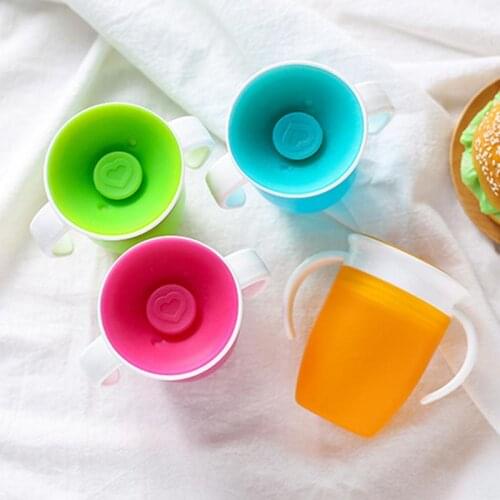 360 Degrees Rotated With Double Trainning Feeding Handle Water Leakproof Free Infant Cup lid Flip Bottle BPA Taza Safe Copo Baby