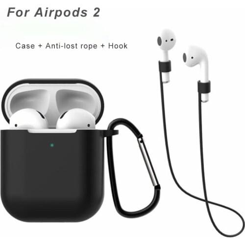 3 IN-1 Earphone Case For Apple AirPods 2 Cover Anti-lost hook Silicone Pouch Protective For Air pod Case Accessories Storage Box
