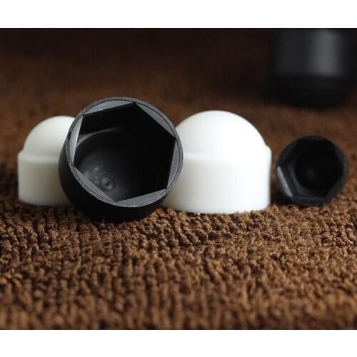Black White Hex Caps Cover Plastic PE No Thread Protection Acron nut Dome Hexagon Screw Bolts Nut M4 M5 M6 M8 M10 M12