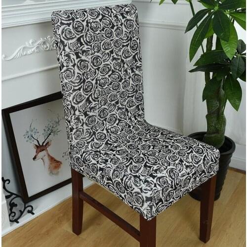 Black floral Printed StretchDining Chair Cover Computer Office Chair protective cover,anti dirt Hotel Chair spandex Covers