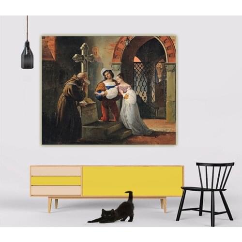 Citon Francesco Hayez《The Marriage of Romeo and Juliet》Canvas Oil Painting Artwork Picture Background Wall Decor Home Decoration