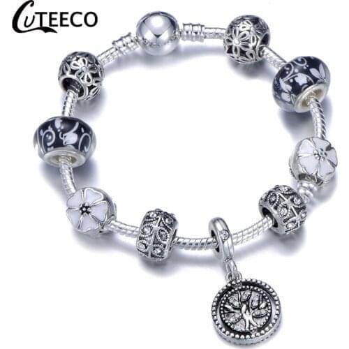 CUTEECO 2019 New Tree Of Life Pendant Charm Bracelet Imitation Silver Color Women Bracelet DIY Handmade Jewelry Gift For Women