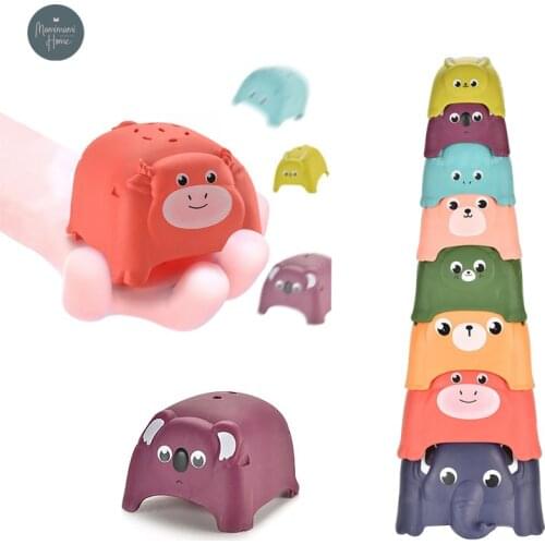 8 Pc/Set Baby Toys Food Grade Silicone Educational Building Blocks Animal 3D Creative Stacking Balance Game Kids Birthday Gift