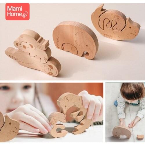 Lets Make 1 Set Baby Maple Animal Jigsaw Safety Teether BPA Elephant Fox Teething Toys Baby Goods Birth Gift Toys for Rodents