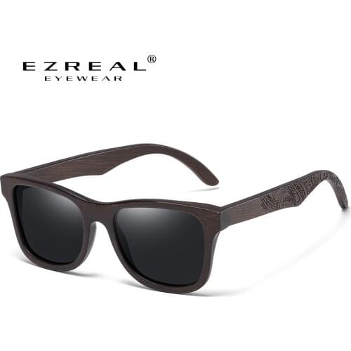 EZREAL Brand Design Luxury Bamboo Sunglasses Women Original Brown Wooden Handmade Sun Glasses Man Dropshipping S1610BN