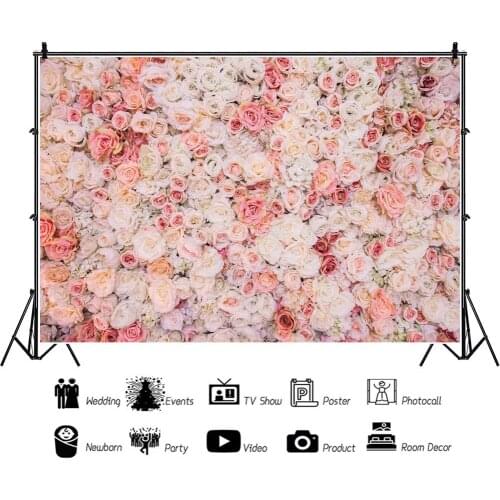 Flower Wall White Pink Rose Backdrops Artistic Photos Background Decorations for Wedding Ceremony Party Photography Props