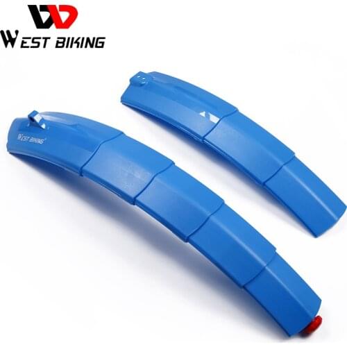 WEST BIKING Telescopic Folding Bicycle Fenders with Taillight Quick Release MTB Front Rear Mudguards Cycling Parts Bike Fenders