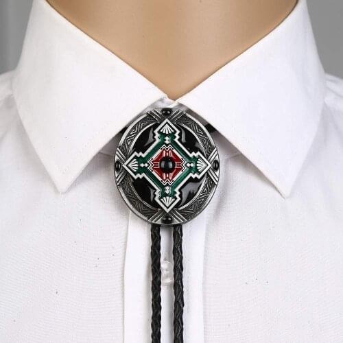 Classis Cross oval shape Bolo tie for woman women Handmade Western Art Indian Alloy Necktie silvr star Pentagram