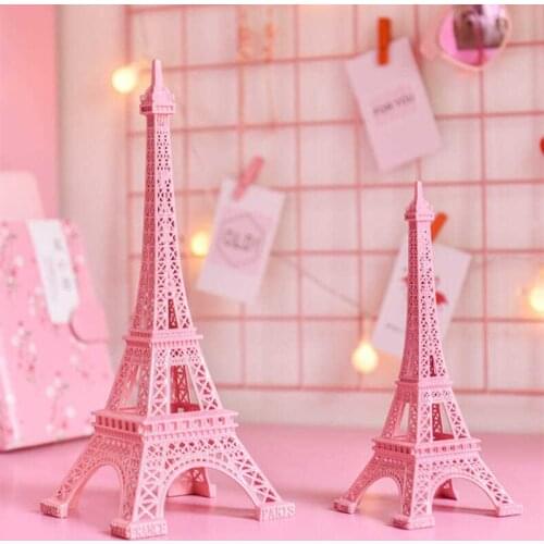 Metal craft home romantic pink Paris 3D Eiffel Tower model room living room decorations