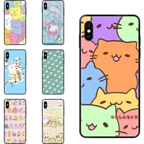 Kawaii Mitchiri Neko Cats Black Soft Fashion Mobile Phone Children For iPhone 11 12 Pro 5 5S SE 5C 6 6S 7 8 X 10 XR XS Plus Max