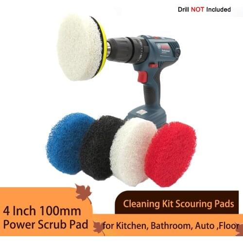 4 Inch 100mm Power Scrub Pad 20 Piece Cleaning Kit Scouring Pads for Kitchen, Bathroom, Auto ,Floor