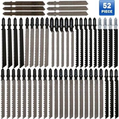 52Pcs/Set Jigsaw Blade Set T-Shank Bayonet Reciprocating Sabre Saw Blades for Wood Metal Cutting Compatible with Bosch,Makita