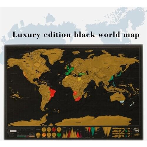 New Travel World Scratch Map Gold Foil Black Scratch Map Scratch Off Foil Layer Coating World Map Luxury Travel Gift Mapa Mundi