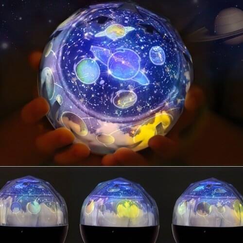 Star Projector Rotating LED Night Light Earth Ocean Starry Sky Projection Lamps For Home Decor Atmosphere Lights Kids Gift