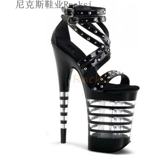 Rncksi 2020 Women Fish Toe Black White Sexy Super High Heels Sandals Model T Station 20CM Stage Catwalk Sandals JXQ