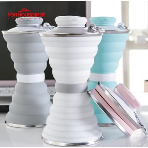 500ML Silicone Collapsible Water Bottles For Sports Drink Camping Travel My Cycling Foldable Bottle Coffee Cup