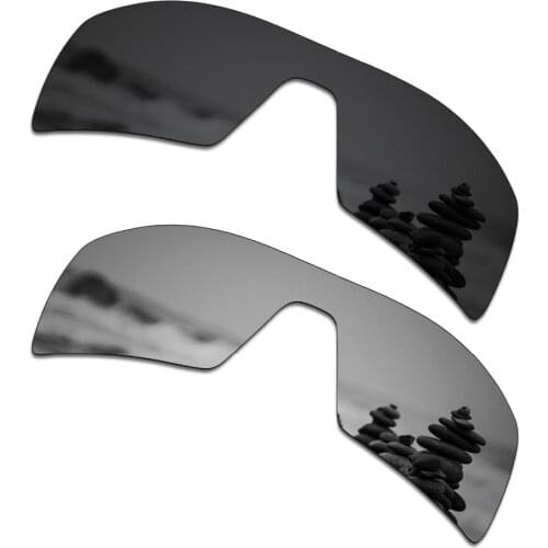 SmartVLT 2 Pieces Polarized Sunglasses Replacement Lenses for Oakley Oil Rig Stealth Black and Silver Titanium