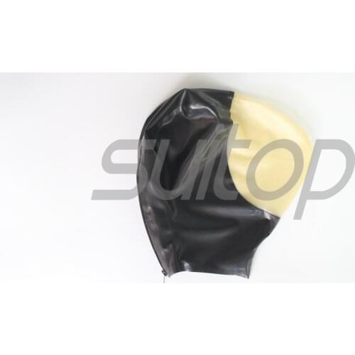 Suitop asphyxia latex Hoods rubber mask for ault back zip(with a little hole)