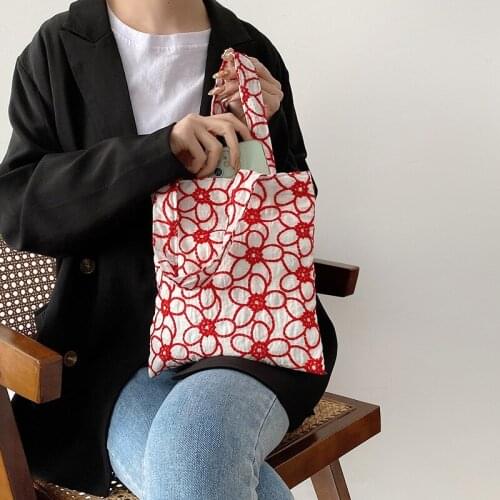 Flower Embroidery Women Small Handbags Cute Flor Ladies Mini Tote Daily Clutch Purse Vintage Design Female Simple Shoulder Bags