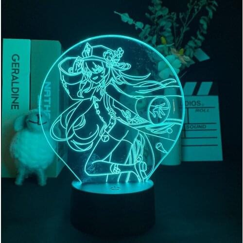 LED 3D Night Light Anime Nightlight Game Table Lamp Genshin Impact Hu Tao APP Control Bedroom Decor Cool Gift for Fans Kids