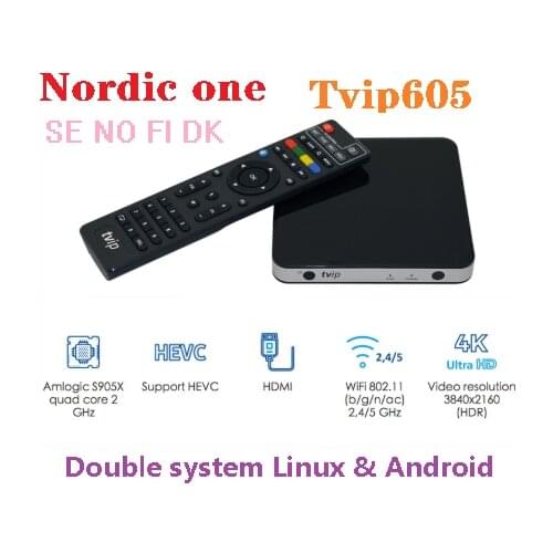 Scandinavia tv box TVIP605 Dual OS Android &Linux Amlogic S905X WiFi 4K 1080 Nordic one tv box nordic one tv