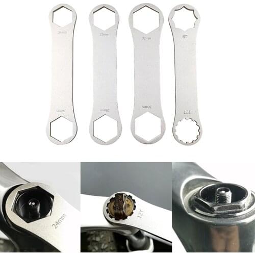 Bicycle Fork Wrench Double Head 24/26mm Fork Cap Remover Stainless Steel Front Fork Cover Disassembly Tool Bike Cars Repair Tool