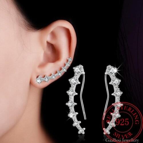 100% Luxury 925 Sterling Silver Earrings pretty cubic zirconia Ear Stud Fashion Womens High Quality Party Jewelry Love Gift