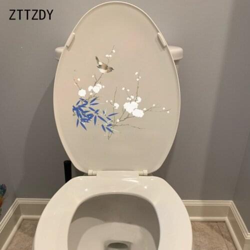 ZTTZDY 22.8*22.8CM Drawing Bird Branch Flower Classical Room Wall Sticker Home Decoration Toilet Decal T2-0388