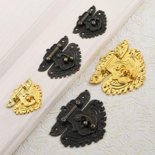 1PCS Antique Bronze Hasp Decor Buckle Latch Zine alloy Locks for Jewelry Wooden box Suitcase Cabinet Furniture Hardware Fittings
