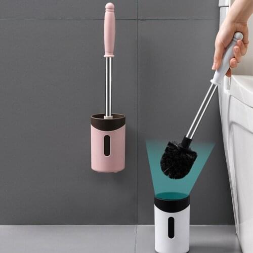 1Pc Practical Wall Mounted Toilet Brush Set Stainless Steel Handle Household Bathroom Closestool Cleaning Tools