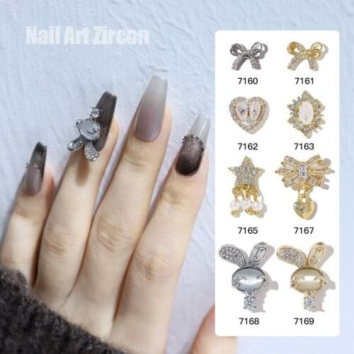 1pcs Rhinestone Bow Nail Studs Gold Sliver Nails Art Parts for Nail UV Gel Polish Decoration of Nail Accessories