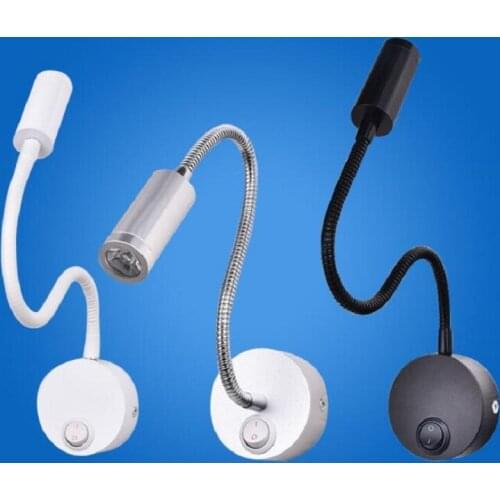 1W 3W LED Modern Fashion Book Lights Flexible Hotel Bedside Reading Wall Light Hose Wall Lamp