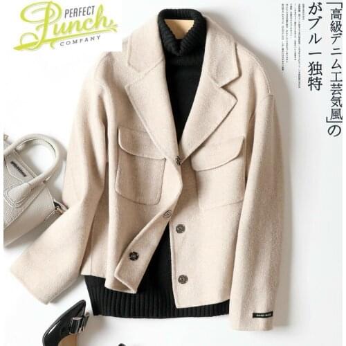 100% 2021 Wool Double-sided Coat Korean Female Jacket Short Coats and Jackets Women Overcoat Manteau Femme 200 KJ5074