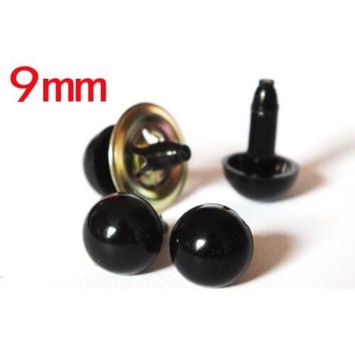 100pcs/lot 9 mm solid black eyes with washers for toys & crafts