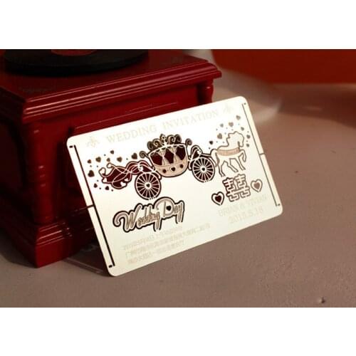 100PCS/LOT Free Customized And Design Metal Carving Stereoscopic Flowers Wedding Invitation Card Print All Language