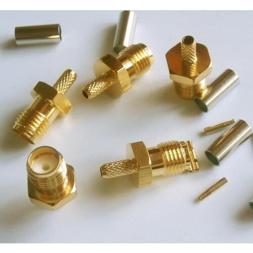 10X Pcs RF Connector Socket SMA Female Jack Crimp for RG316 RG174 RG179 LMR100 Cable Plug Gold High-quality Plated Coaxial