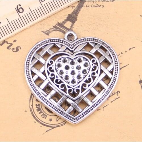 4pcs Charms heart 38x39mm Antique Pendants,Vintage Tibetan Silver Jewelry,DIY for bracelet necklace