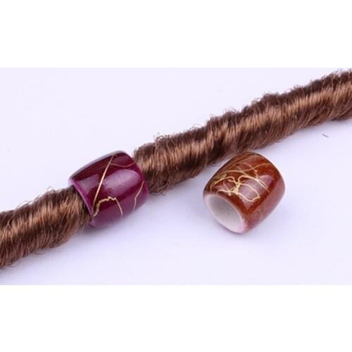 20pcs Punk Hip Hop Reggae Braided Beaded Plastic Large Hole 6.8mm Big Hole Dreadlock Beads for Jumbo Braid Hair Accessories