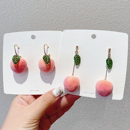 2020 Trend Korean 2021 Newest Pink Peach Drop Earrings For Women Girls Cute Sweet Jewelry Gift Fashion Fruit Oorbellen