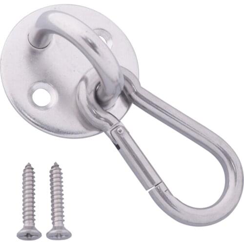 304 Stainless Steel M8 Round Pad Eye Plate U-shaped Hook Mount with Carabiner