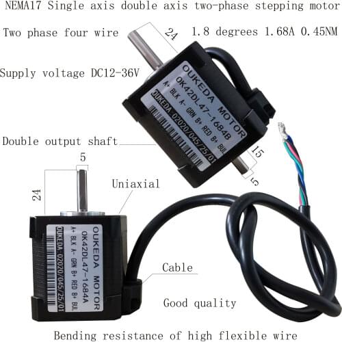 42 stepper motor single axis / dual axis 42BYGH48 NEMA17 stepper motor body 48mm 0.45NM