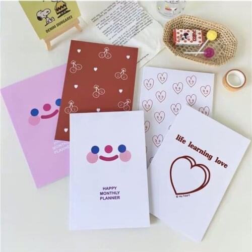 Sharkbang 46 Sheets Kawaii Cute Korean Cloud Smile Heart Notebook Journals Monthly Weekly Daily Planner Agenda Stationery 21cm