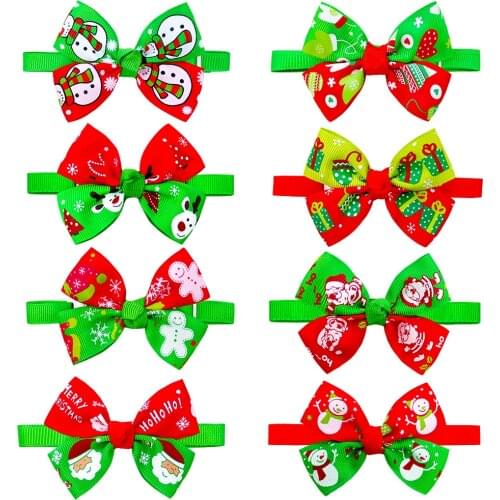 60pcs Handmade Dog Bowties Christmas Dog Pet Bow Ties Cat Dogs Festival Neckties Tie Pet Dog Holiday Jewelry Accessories