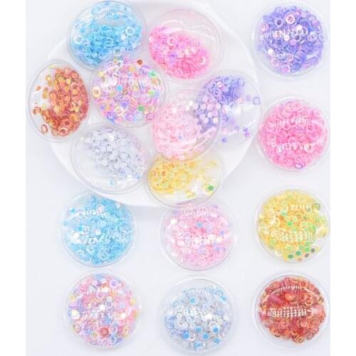 32Pcs 28mm Glitter Circle Transparent Plastic Filling Sequin Appliques for DIY Crafts Headwear Hair Clips Bow Decor Patches L03