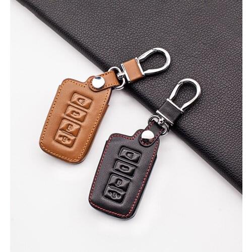 4 Buttons Genuine Leather Case Cover For Toyota Camry Avalon rav4 Corolla Highlander Land Cruiser Car Key Case