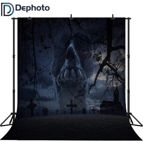 Dephoto Seamless Photography Background Horrible Skull Cemetery Halloween Theme Backdrop Professional Photo Background Studio