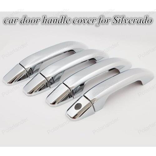For C/hevrolet S/ilverado 2014-15 ABS Chrome Plastic With 1 Keyhole 4 Car Door Handle Covers Auto Trim Decorations Accessories