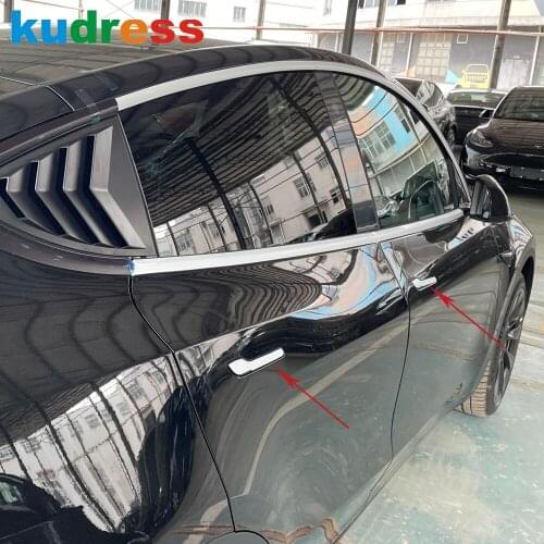 For Tesla Model Y 2020 2021 2020 Carbon Fiber Style Side Door Handle Cover Trim Stickers Car Styling Accessories 4pcs/set